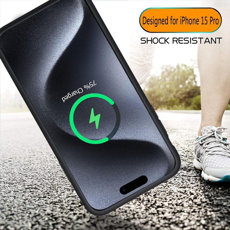 SNRONEW Battery Case for iPhone 15 Pro, Full Encircle 10000mAh High Capacity Rechargeable Portable Charger Case Extended Battery Pack for iPhone 15 Pro (6.1 inch) Wireless Charging Cover with Carplay-Black - Image 4